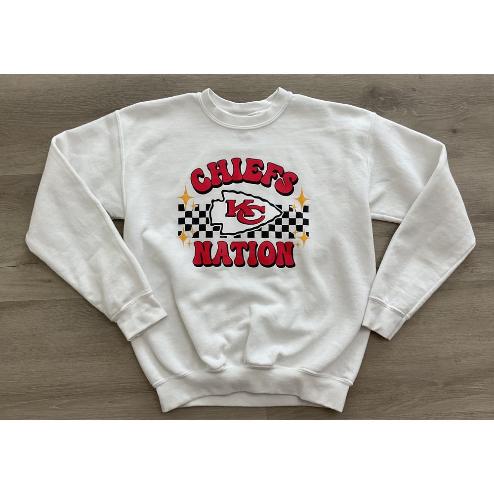 Gildan Kids Kansas City Chiefs Nation White Graphic Pullover Sweatshirt Large L